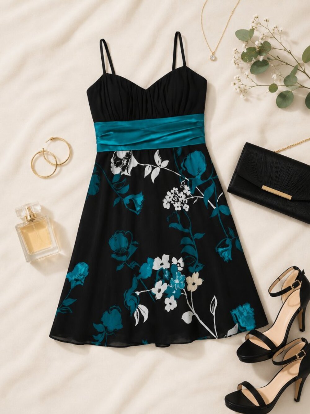 Speechless Teal Floral Fit & Flare Dress – Size Medium
